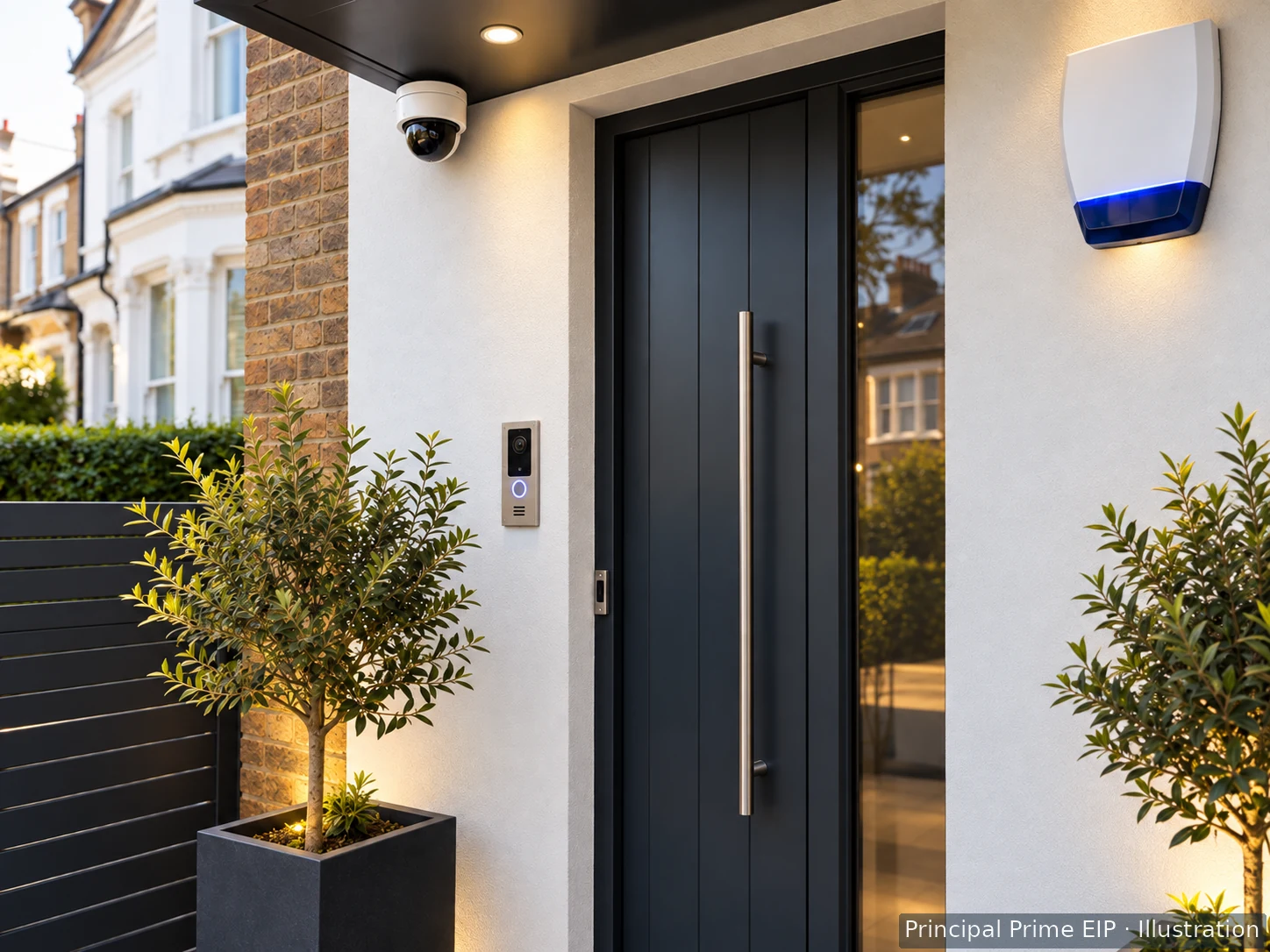 Illustrative finished CCTV alarm and door-entry system